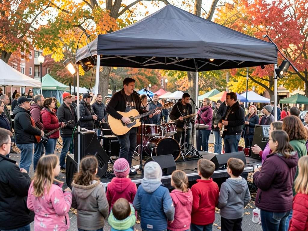 A band playing on the Main Street stage