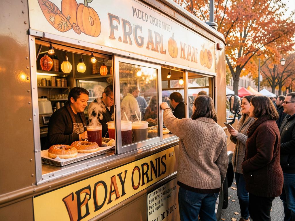 Apple cider and fall treats from a food vendor